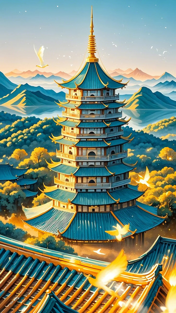 杭州  六和塔  远景  山水  建筑 