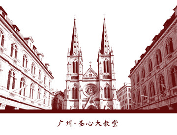 广州地标建筑线稿图