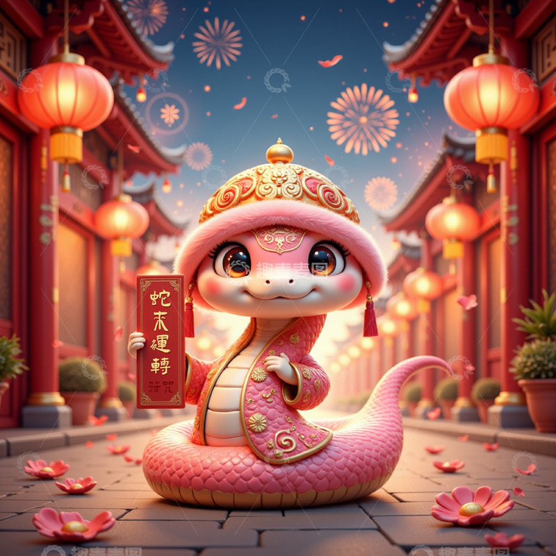 高清大图下载【趣麦麦图】新春蛇来运转