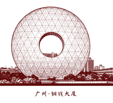 广州地标建筑线稿图1