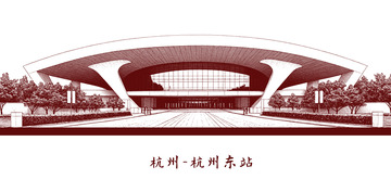 杭州地标建筑线稿图2
