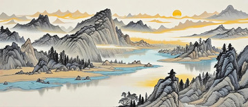 中国风意境山水背景2