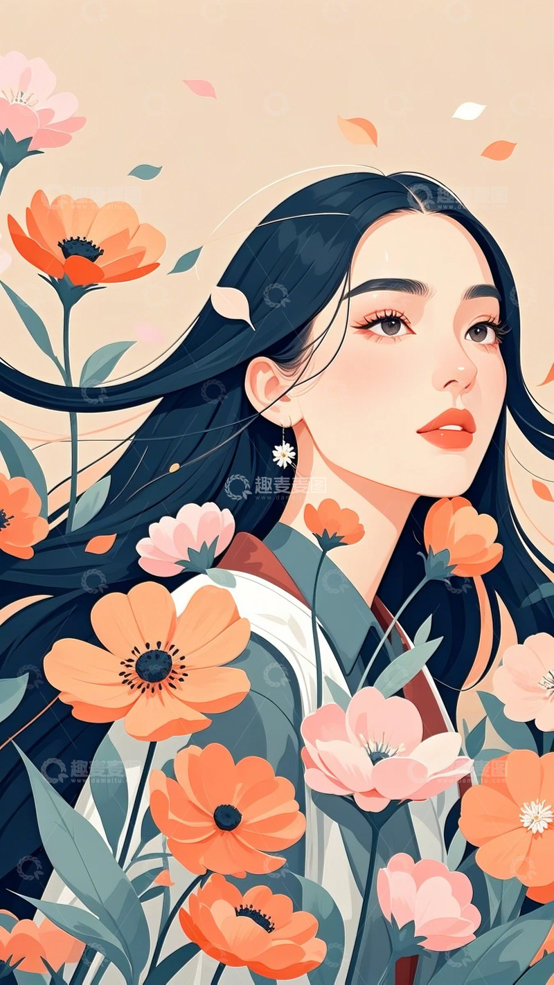 高清大图下载【趣麦麦图】妇女节 优雅女生   