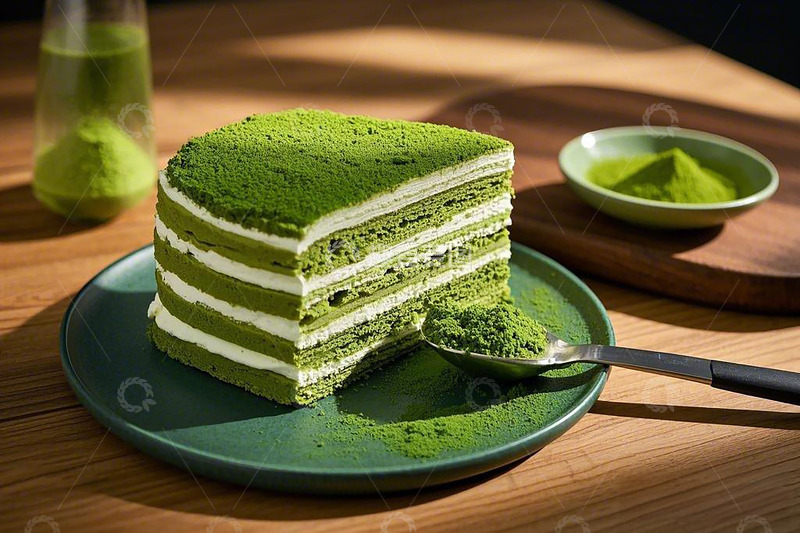 高清大图下载【趣麦麦图】抹茶千层蛋糕甜品烘焙美食5