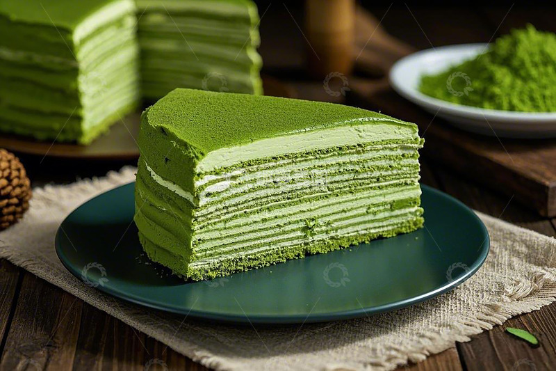 高清大图下载【趣麦麦图】抹茶千层蛋糕甜品烘焙美食6