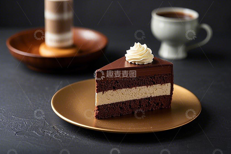 高清大图下载【趣麦麦图】巧克力蛋糕奶油夹层奶油装饰咖啡