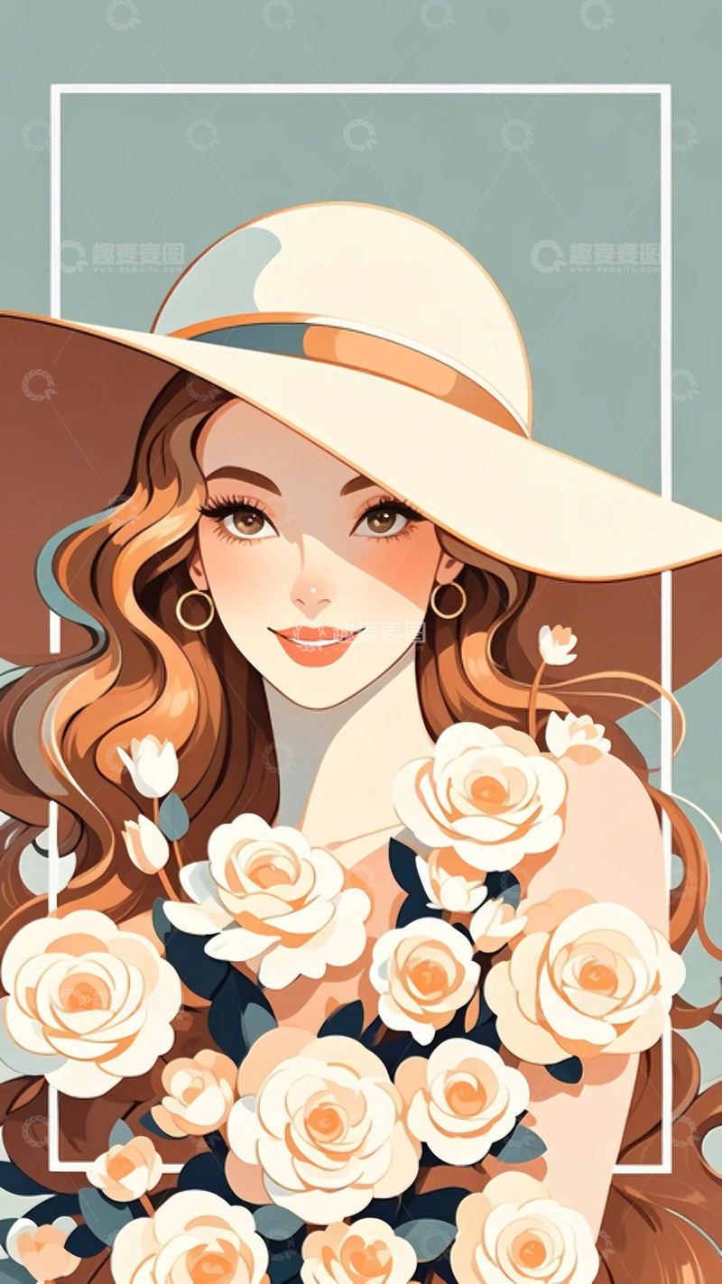 高清大图下载【趣麦麦图】妇女节 优雅女生   青色