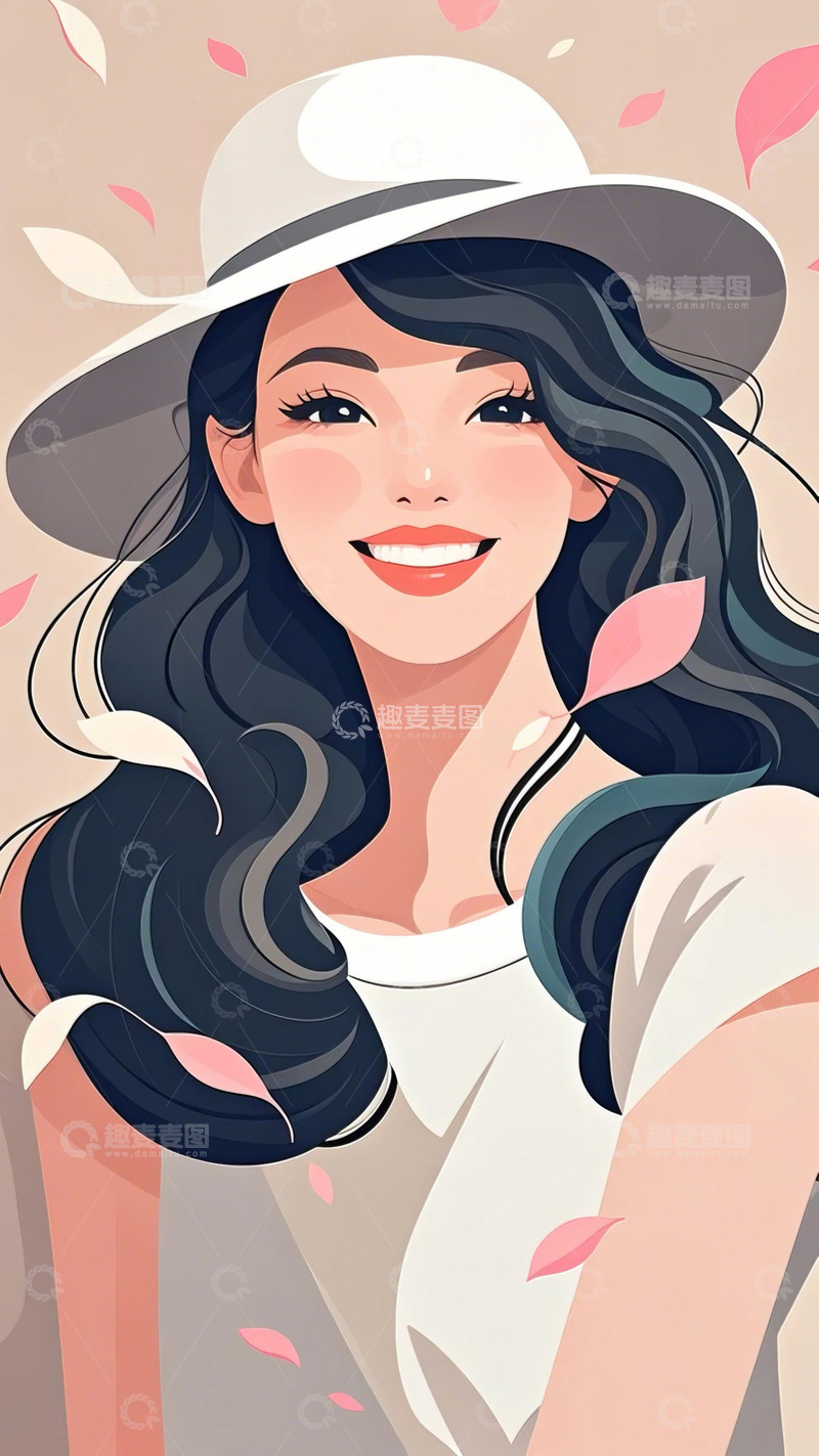 高清大图下载【趣麦麦图】妇女节 优雅女生  卡其色