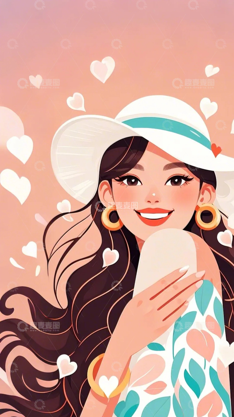 高清大图下载【趣麦麦图】妇女节 优雅女生  粉色