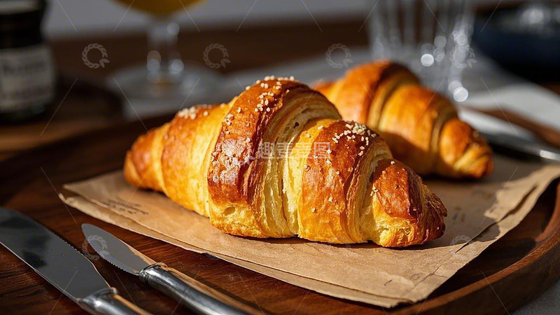 高清大图下载【趣麦麦图】2个牛角包面包烘焙