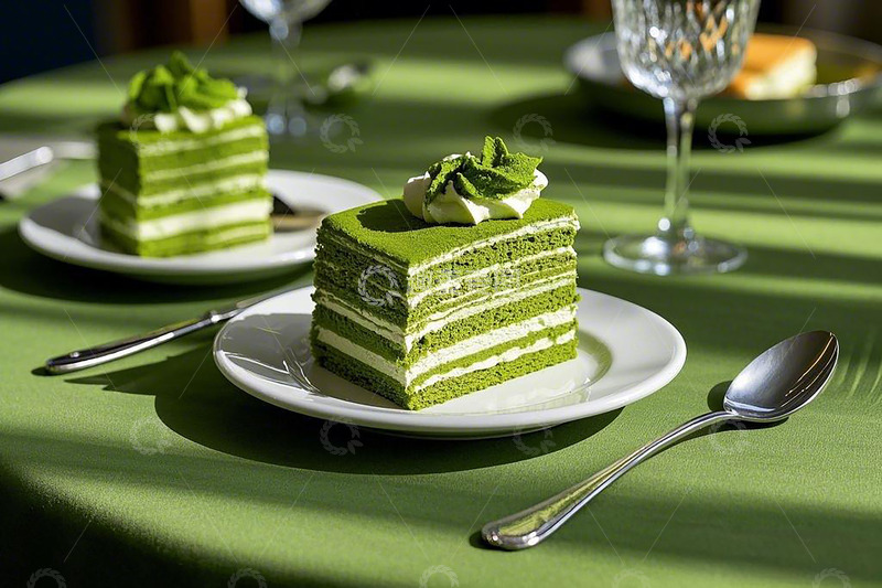高清大图下载【趣麦麦图】抹茶千层蛋糕甜品烘焙美食4