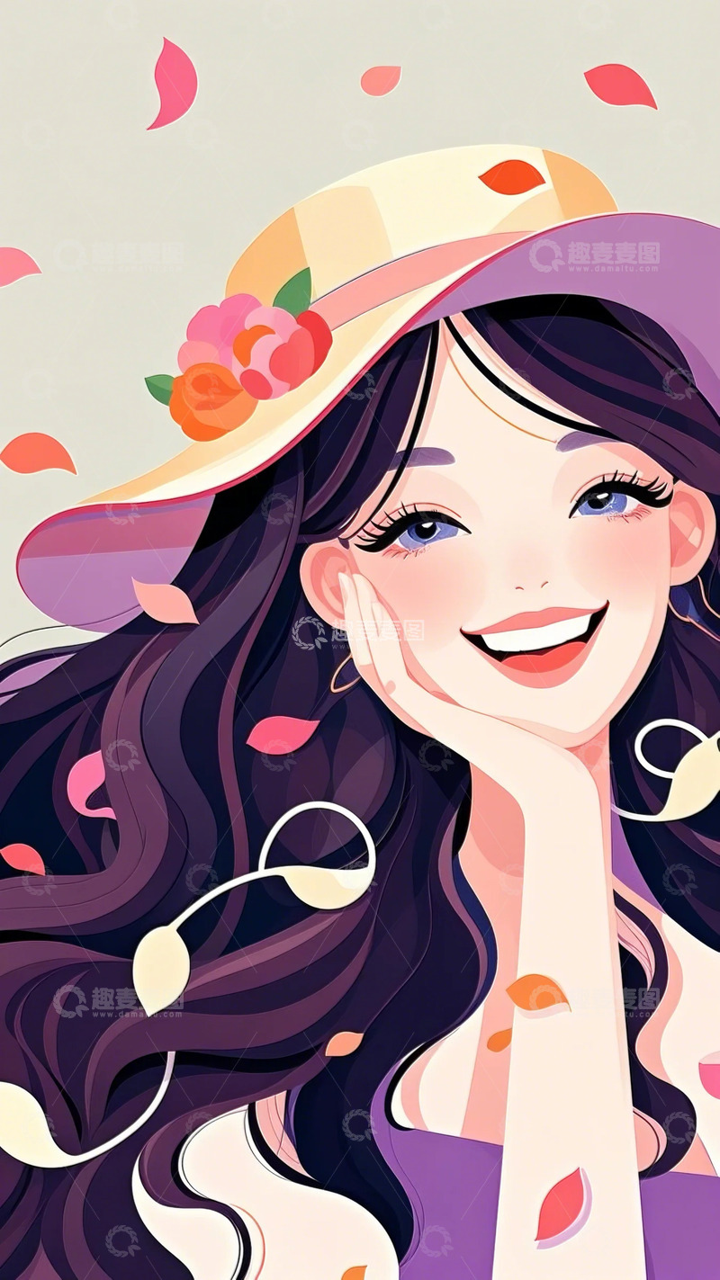 高清大图下载【趣麦麦图】妇女节 优雅女生 紫色衣服