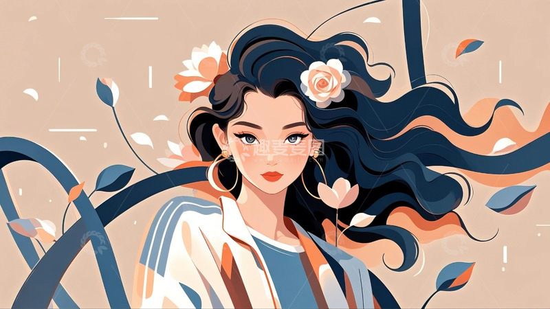 高清大图下载【趣麦麦图】妇女节 优雅女生 横版