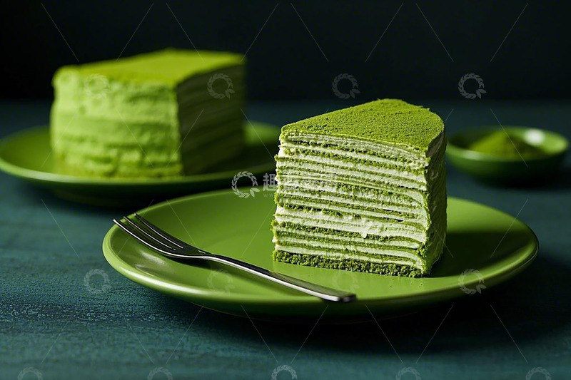 高清大图下载【趣麦麦图】抹茶千层蛋糕甜品烘焙美食2