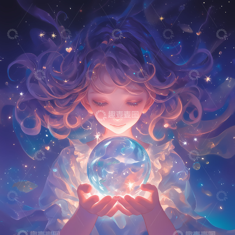 高清大图下载【趣麦麦图】星空--女孩1