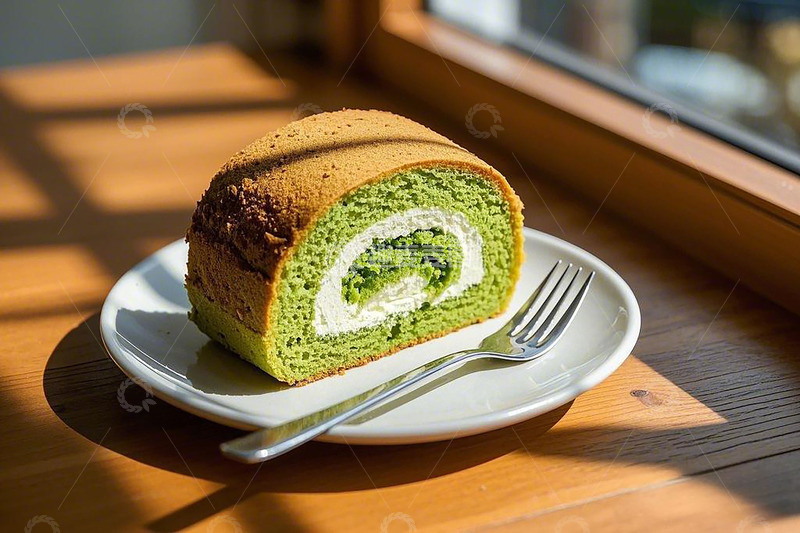 高清大图下载【趣麦麦图】抹茶蛋糕卷甜品2