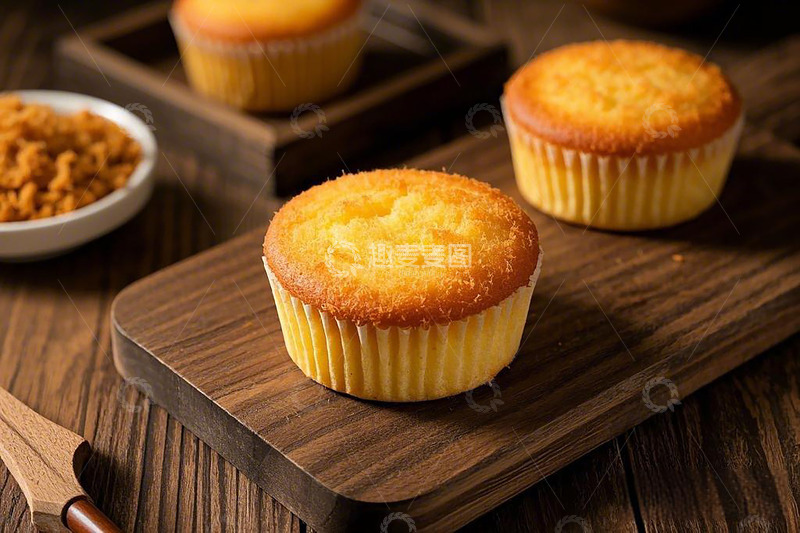 高清大图下载【趣麦麦图】纸杯蛋糕肉松木托盘木勺