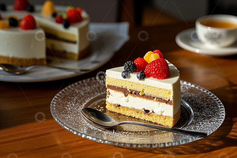 高清大图下载【趣麦麦图】草莓酸奶慕斯小蛋糕甜品4