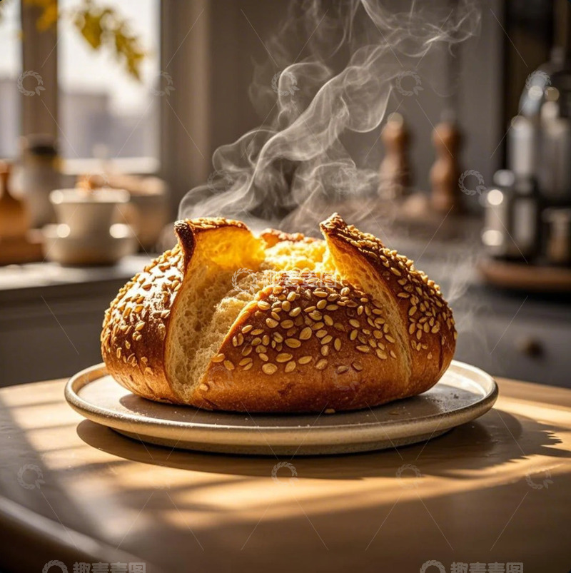 高清大图下载【趣麦麦图】充满食欲的热气腾腾的面包