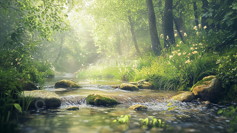 高清大图下载【趣麦麦图】河水溪流石头