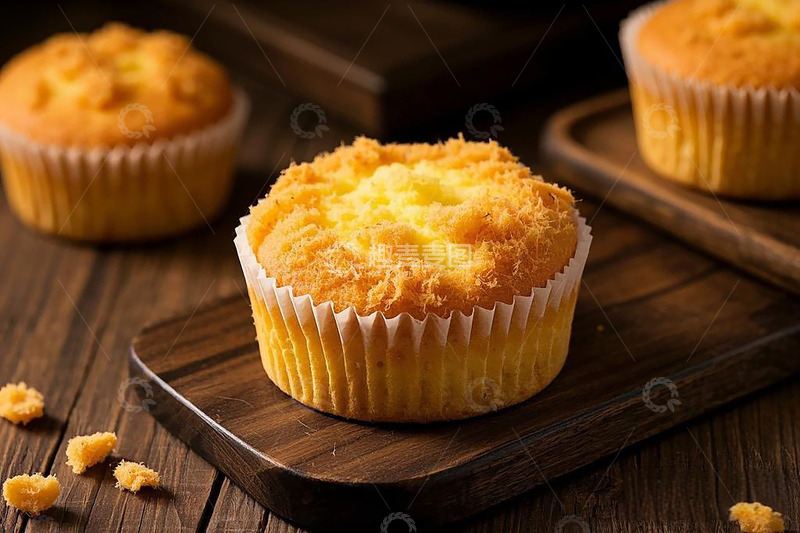 高清大图下载【趣麦麦图】肉松纸杯蛋糕木托盘碎屑