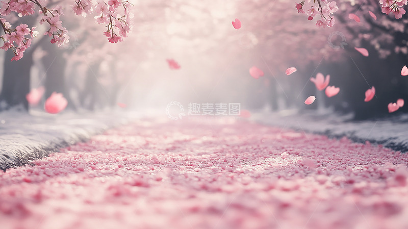 高清大图下载【趣麦麦图】粉色樱花桃花花瓣背景素材