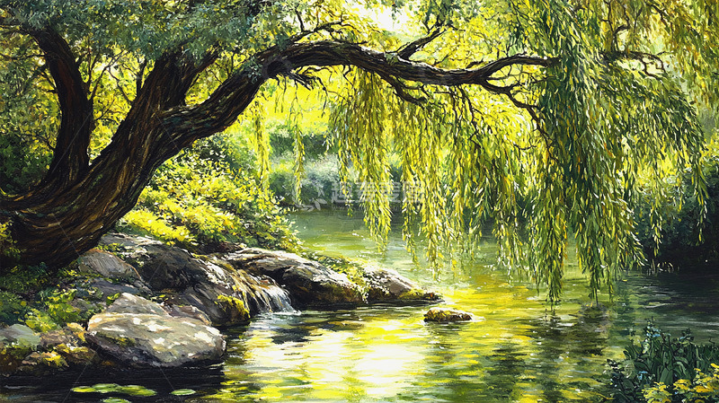 高清大图下载【趣麦麦图】河边柳树