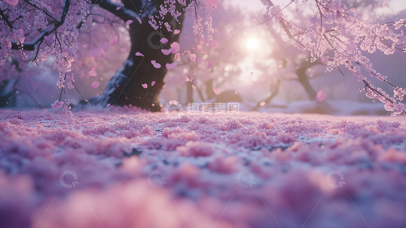 高清大图下载【趣麦麦图】粉色樱花桃花花瓣背景素材2