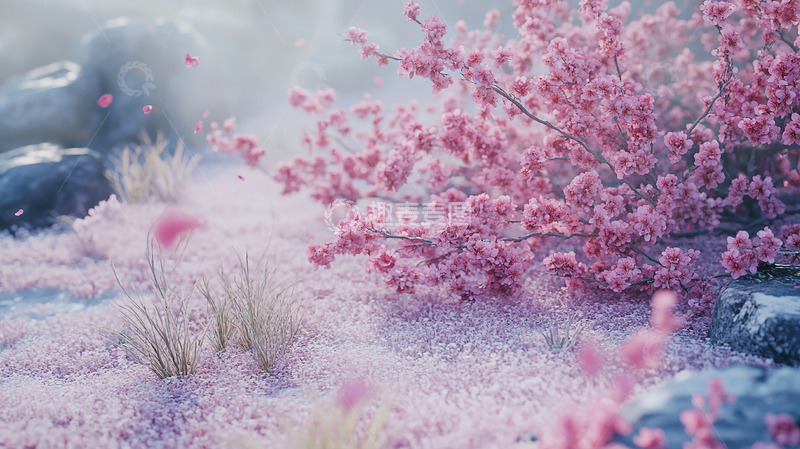 高清大图下载【趣麦麦图】粉色樱花桃花花瓣背景素材4