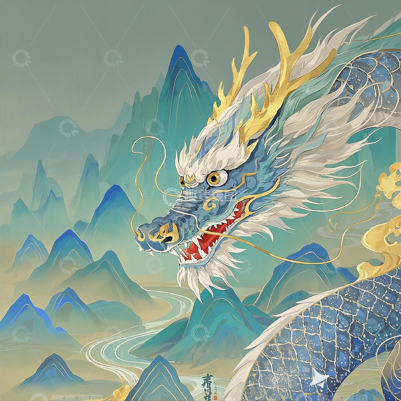 高清大图下载【趣麦麦图】二月二龙抬头山水