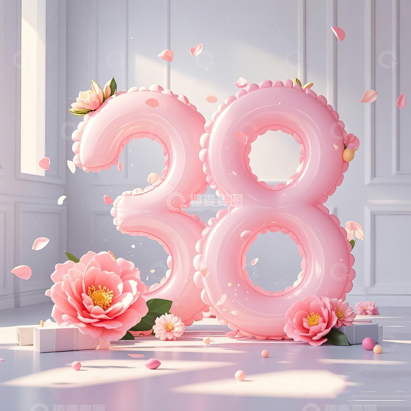 高清大图下载【趣麦麦图】数字38艺术字妇女节女神节背景素材18