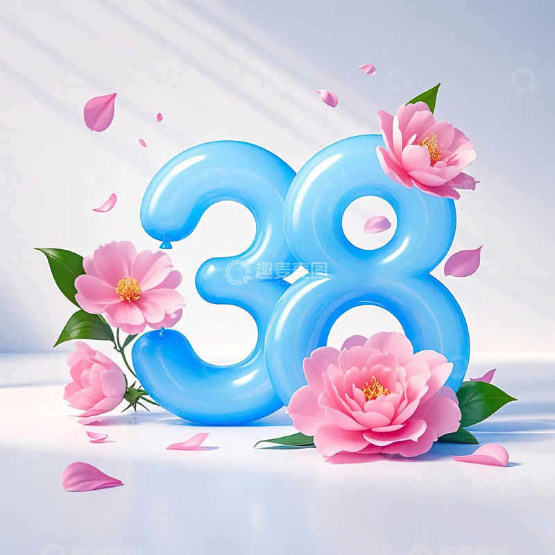 高清大图下载【趣麦麦图】数字38艺术字妇女节女神节背景素材12