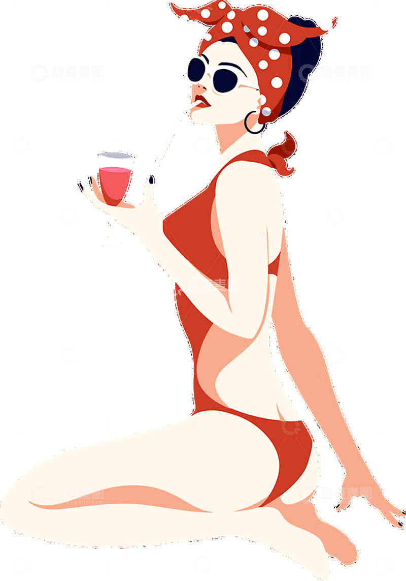 高清大图下载【趣麦麦图】38性感泳装妇女节女神节人物元素