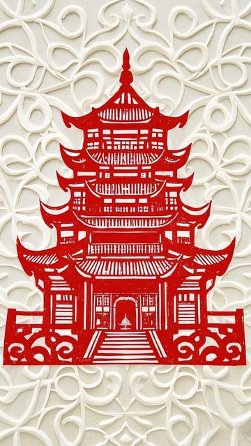 滕王阁建筑剪纸