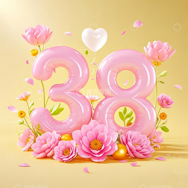 高清大图下载【趣麦麦图】数字38艺术字妇女节女神节背景素材10