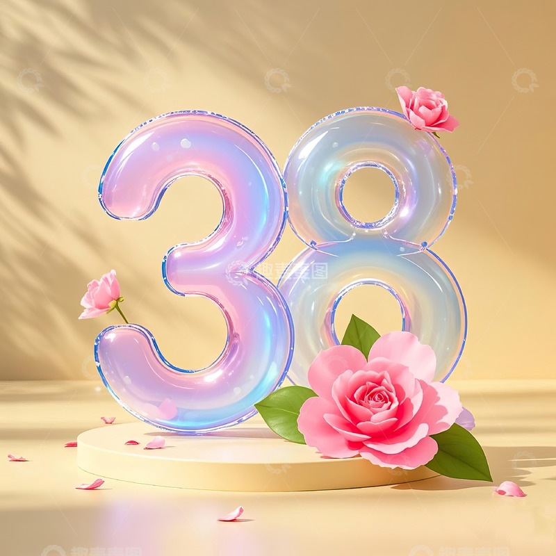 高清大图下载【趣麦麦图】数字38艺术字妇女节女神节背景素材14