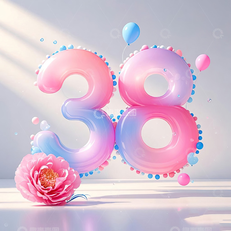 高清大图下载【趣麦麦图】数字38艺术字妇女节女神节背景素材13