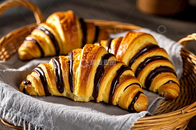 高清大图下载【趣麦麦图】巧克力可颂面包摄影图