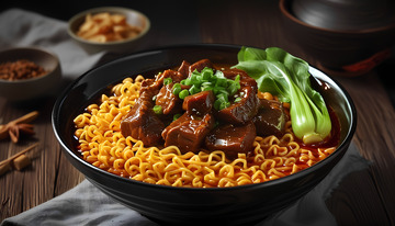 红烧牛肉方便面摄影图