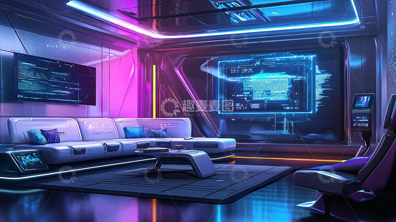 高清大图下载【趣麦麦图】未来科技感客厅