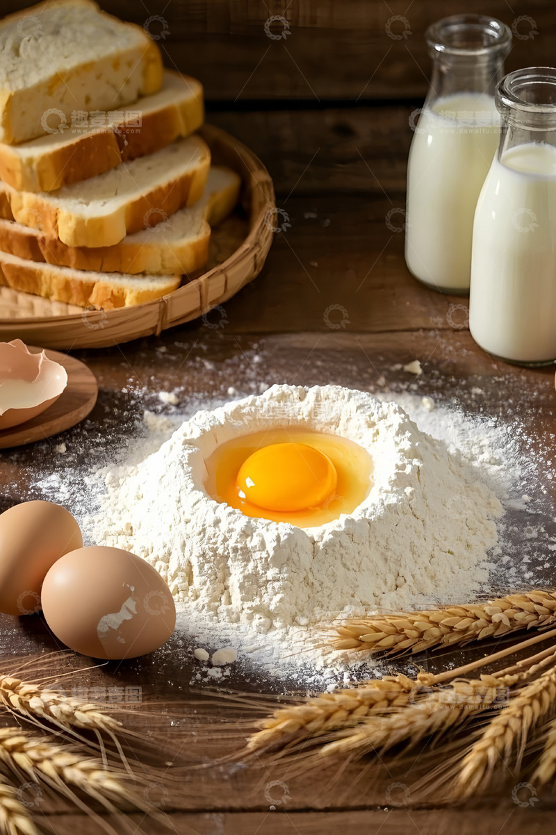 高清大图下载【趣麦麦图】鸡蛋面粉牛奶吐司美食摄影