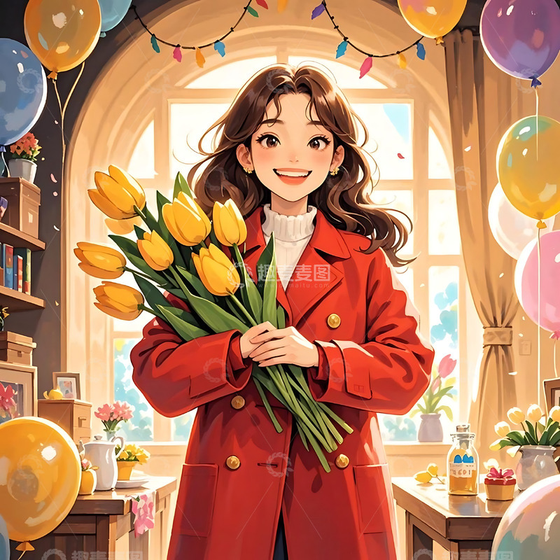 高清大图下载【趣麦麦图】妇女节手绘卡通人物元素3