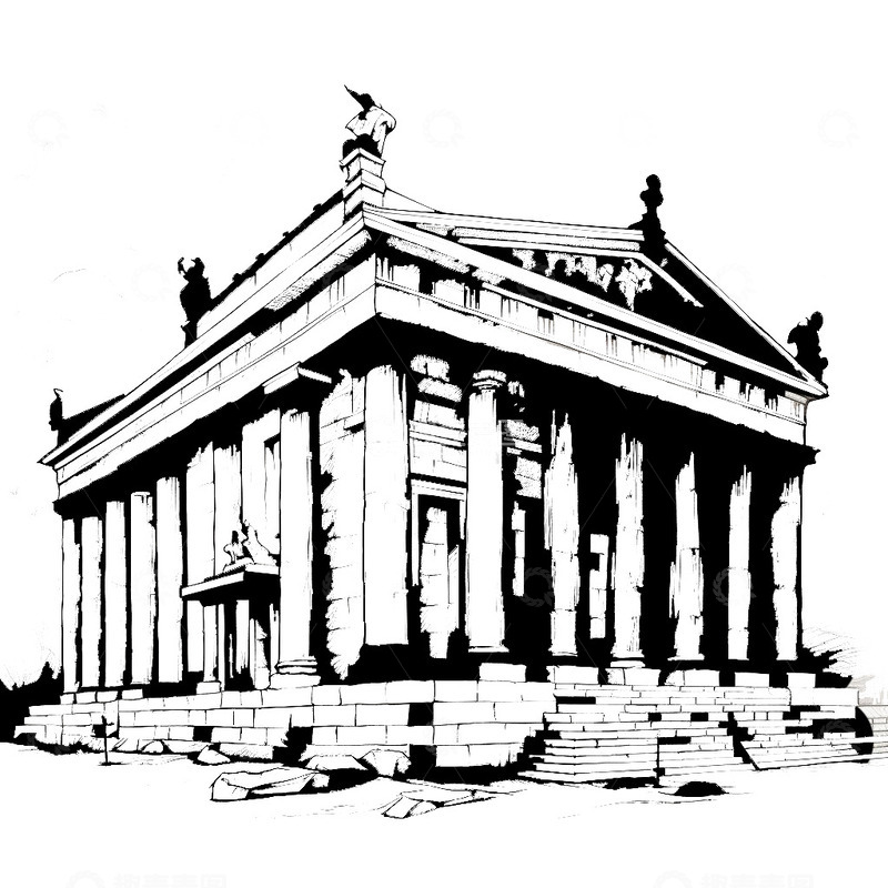 古建筑成群线稿2