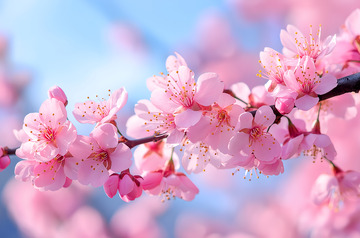 春天自然风景桃花花枝摄影