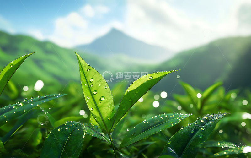 高清大图下载【趣麦麦图】春日早春春苗露珠摄影图