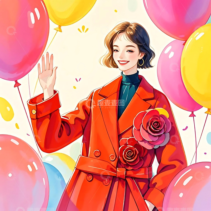 高清大图下载【趣麦麦图】妇女节手绘卡通人物元素5