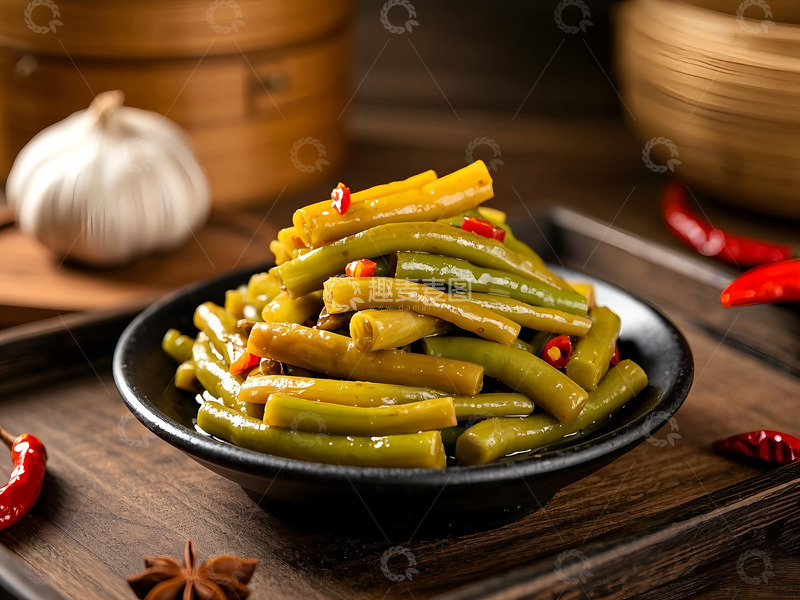 高清大图下载【趣麦麦图】酸豆角咸菜摄影图1