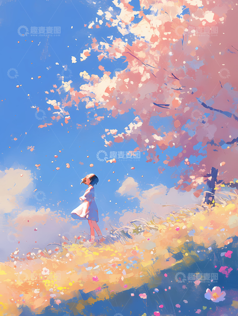 高清大图下载【趣麦麦图】春日--插画3