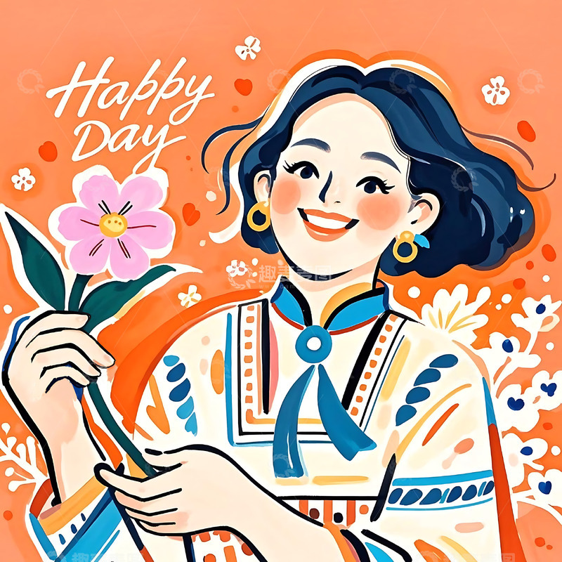高清大图下载【趣麦麦图】妇女节手绘卡通人物元素1