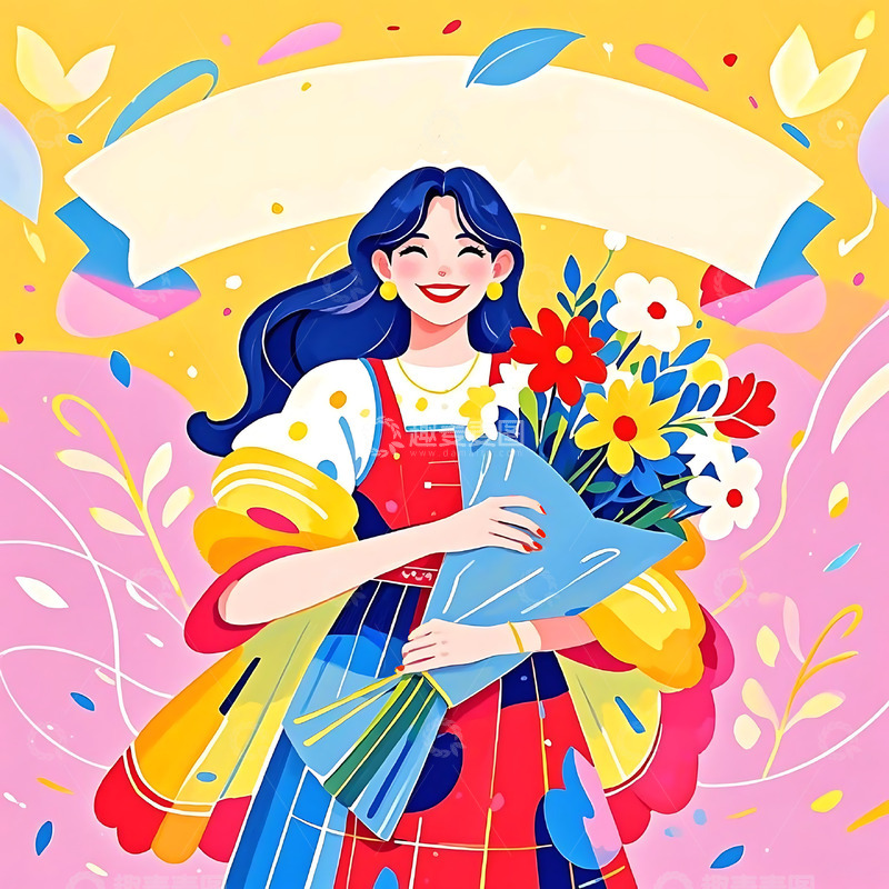 高清大图下载【趣麦麦图】妇女节手绘卡通人物元素9